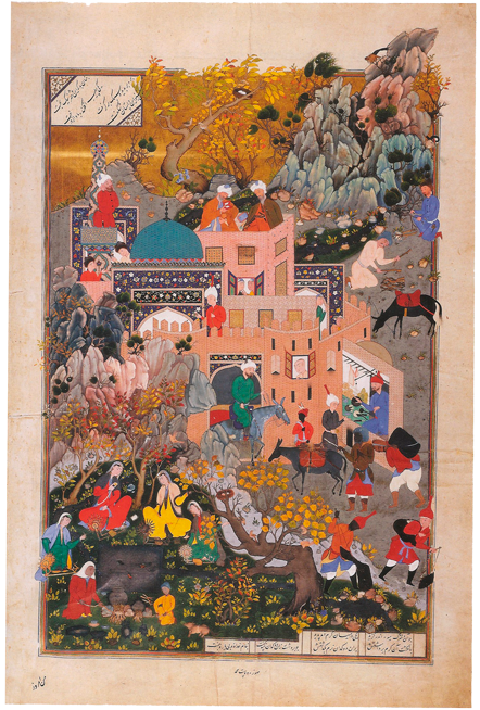 Le conte de Haftvâd et du ver magique, page du Shâhnâmeh de Shah Tahmâsp signé par Doust Mohammad. Toronto, Aga Khan Museum.