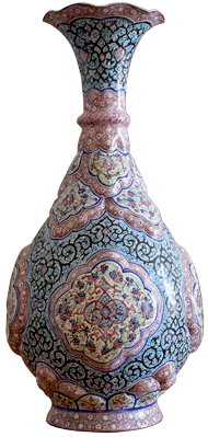 Enameled copper vase by Amini